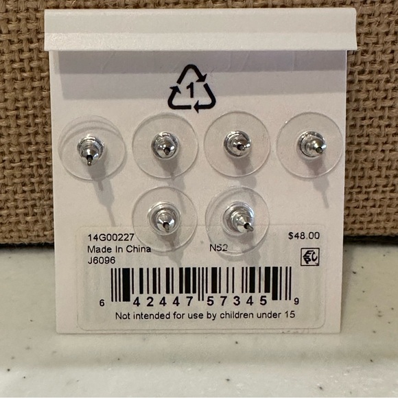 NWT Ralph Lauren Set of 3 Pair Earrings - silver tone & faux tortoise - Picture 6 of 6